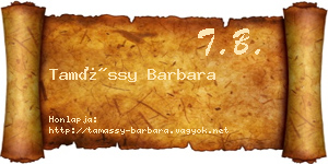 Tamássy Barbara névjegykártya